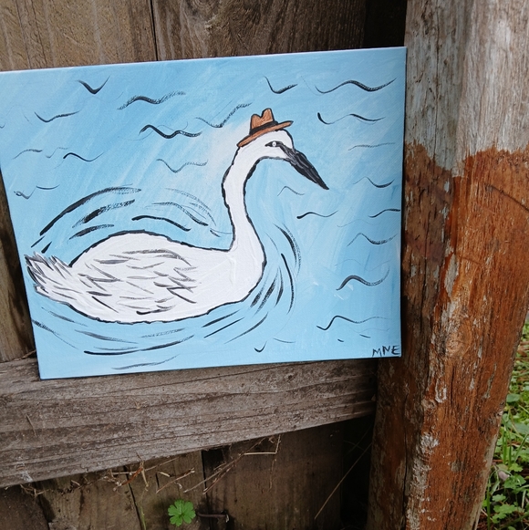 Swan with Hat Canvas Art Original Art - Picture 5 of 12